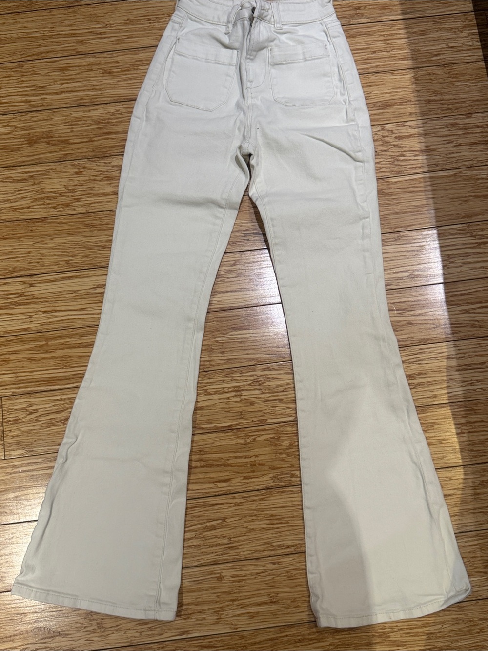 Chelsea & Violet Cream Flare Jeans